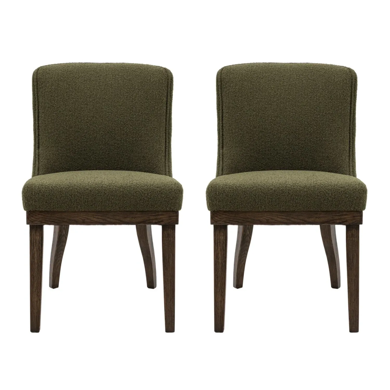 Set of 2 Upholstered Dining Chairs - Green, Fabric image