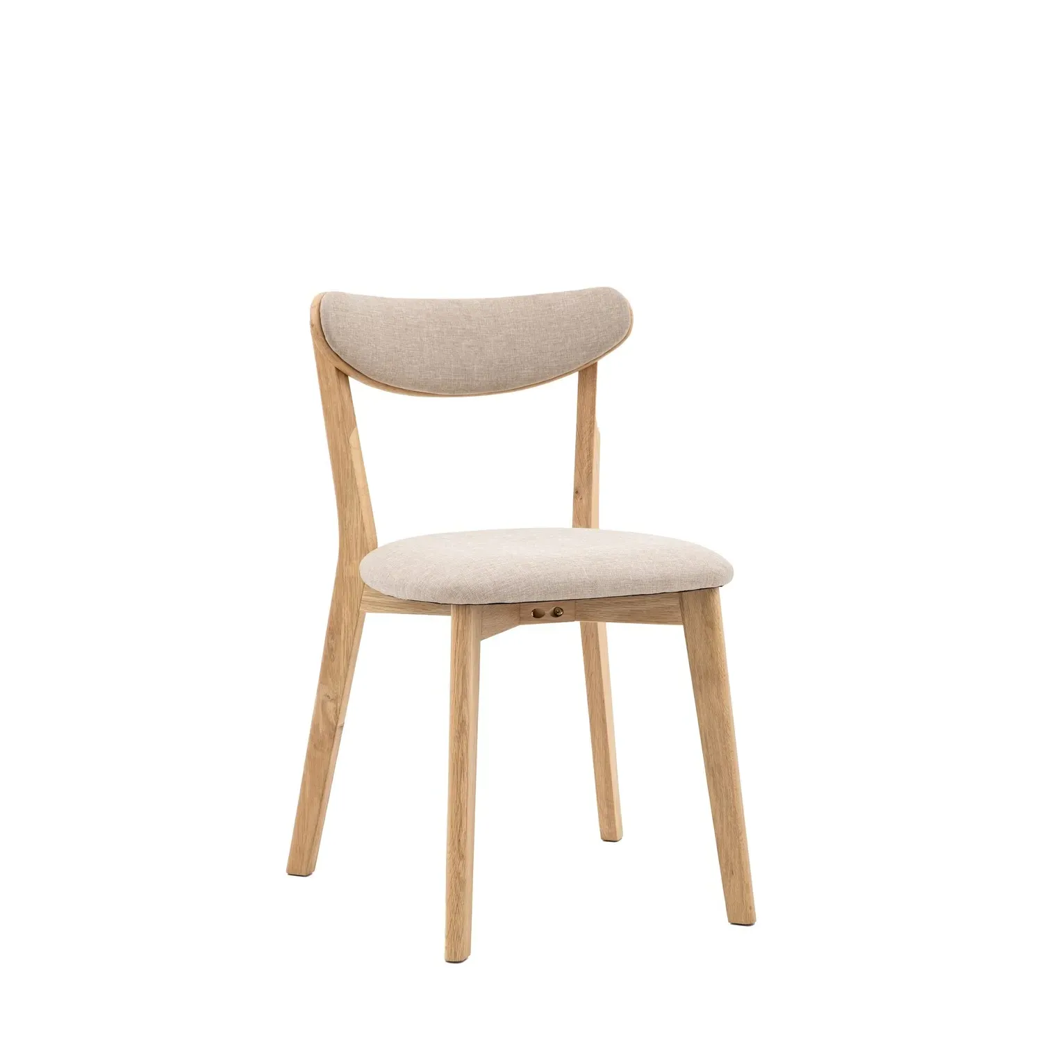 Set of 2 Upholstered Dining Chairs - Natural, Wood