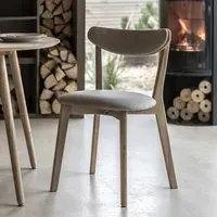 Set of 2 Upholstered Dining Chairs - Natural, Wood
