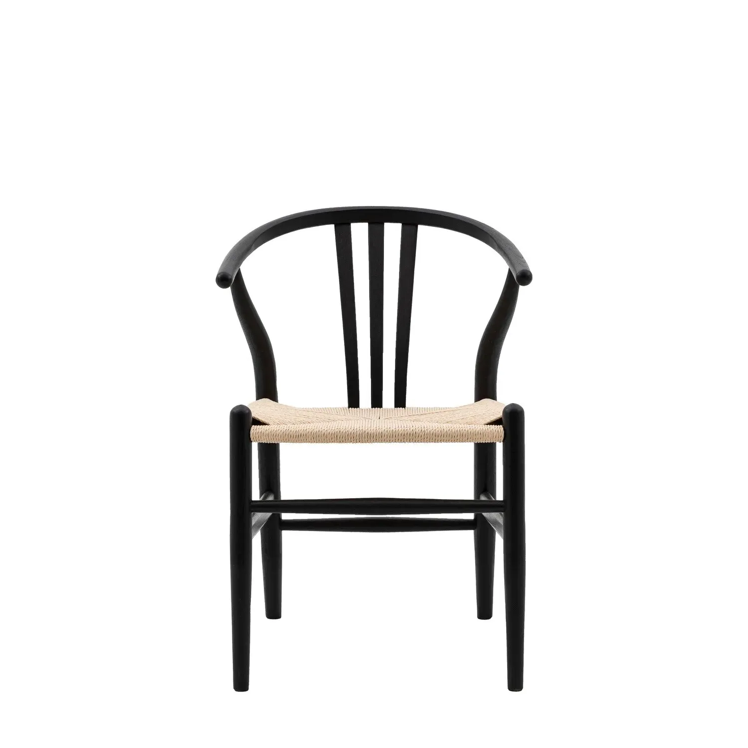Set of 2 Wishbone Back Dining Chairs - Black, Elm