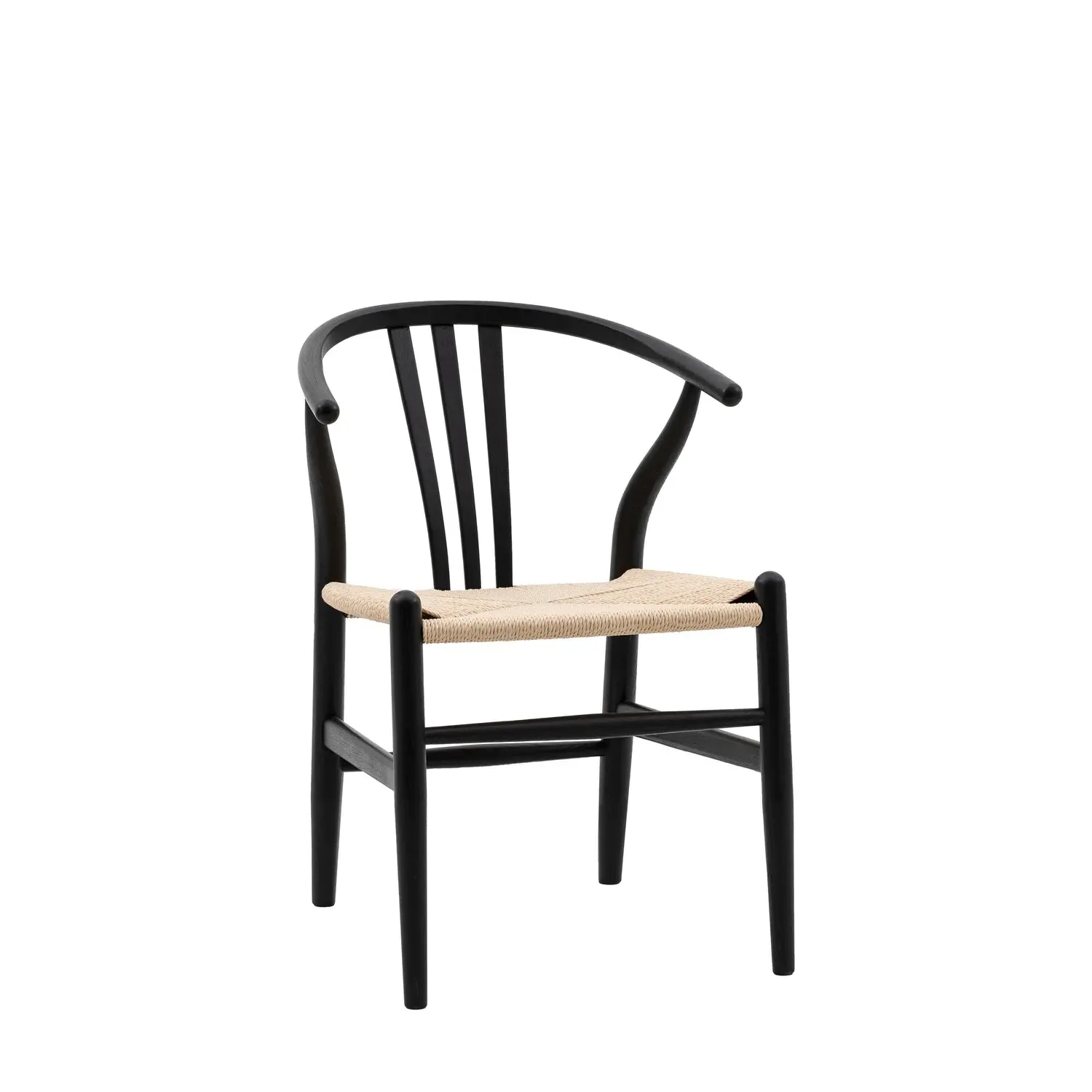 Set of 2 Wishbone Back Dining Chairs - Black, Elm