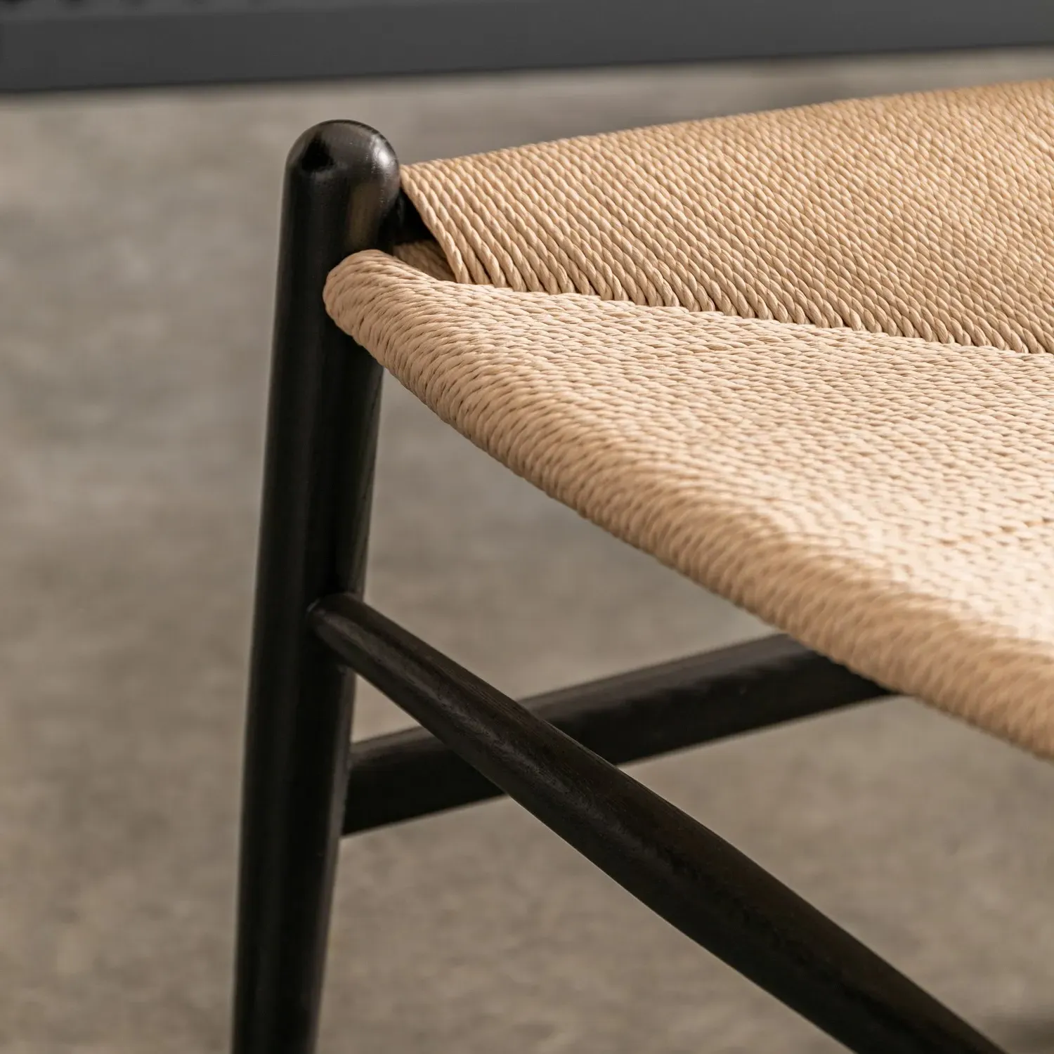 Set of 2 Wishbone Back Dining Chairs - Black, Elm