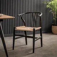 Set of 2 Wishbone Back Dining Chairs - Black, Elm