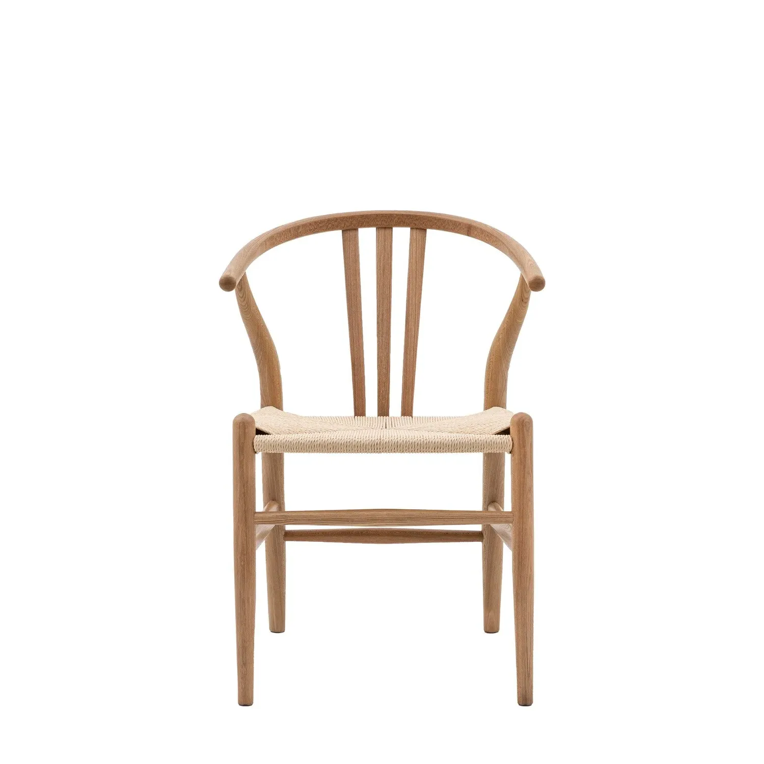Set of 2 Wishbone Dining Chairs - Brown, Elm Wood