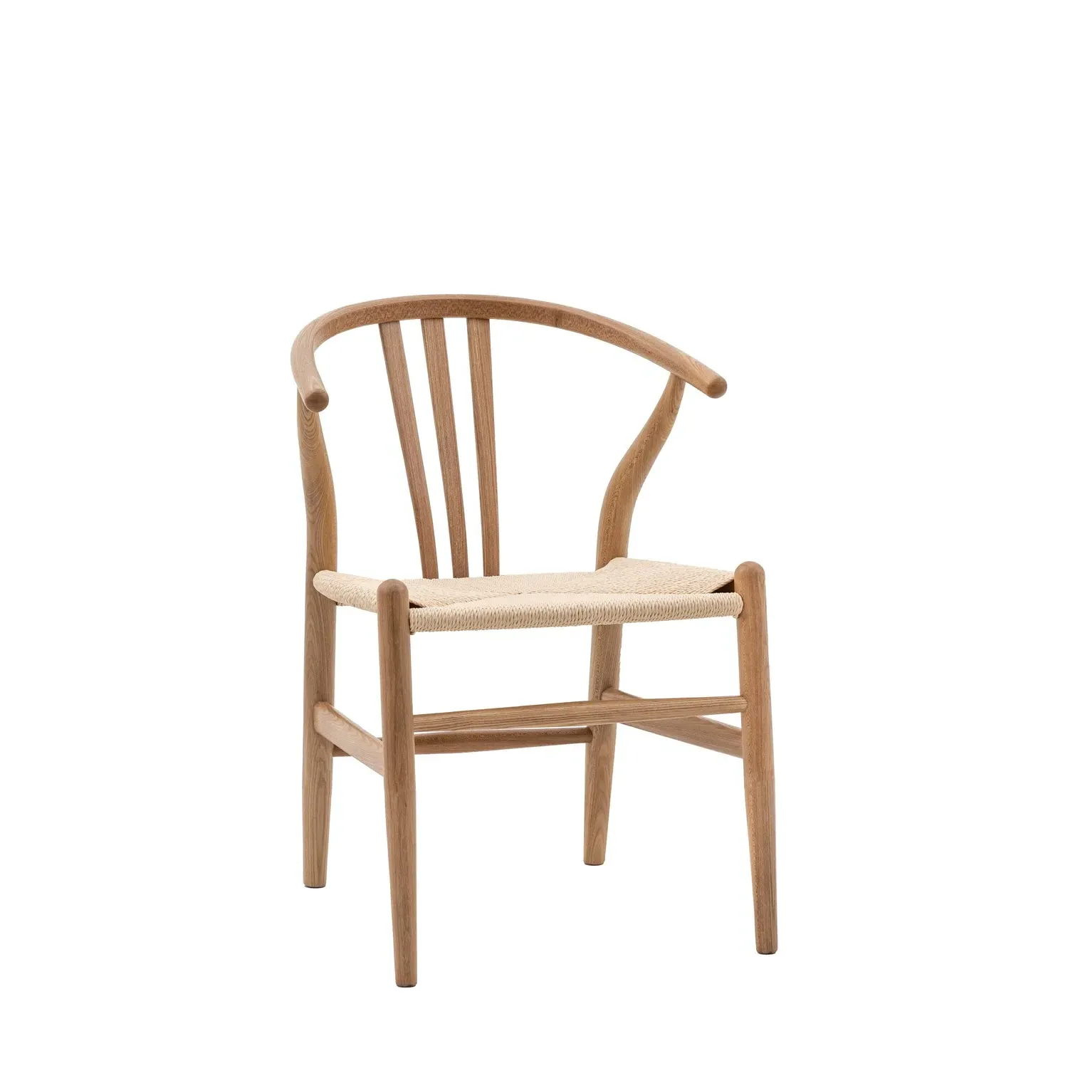 Set of 2 Wishbone Dining Chairs - Brown, Elm Wood