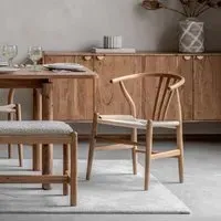 Set of 2 Wishbone Dining Chairs - Brown, Elm Wood