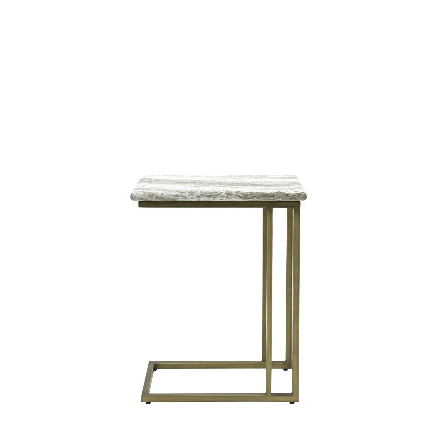 Side Table Marble Effect - Green, Metal