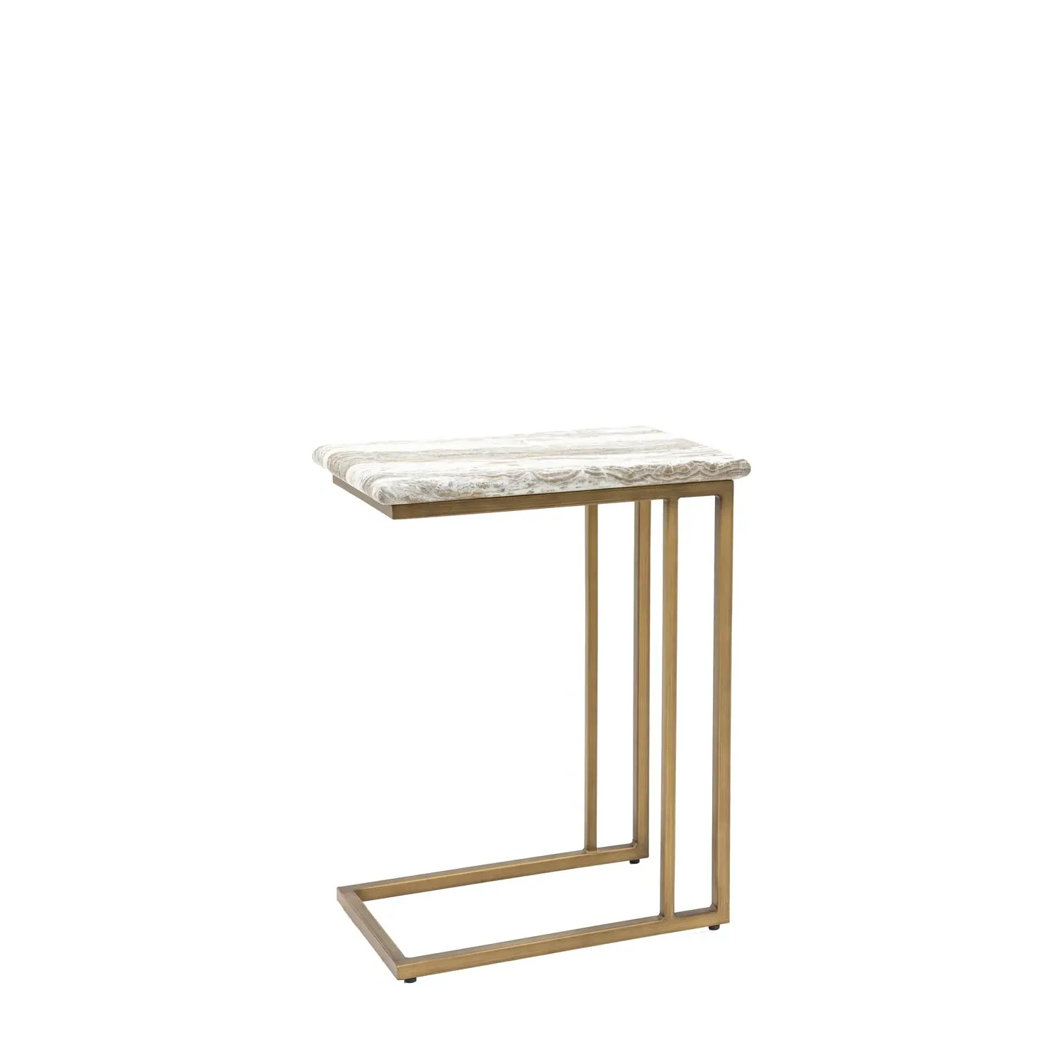 Side Table Marble Effect - Green, Metal