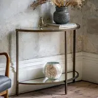 Small Console Table with Shelf - Bronze, Glass