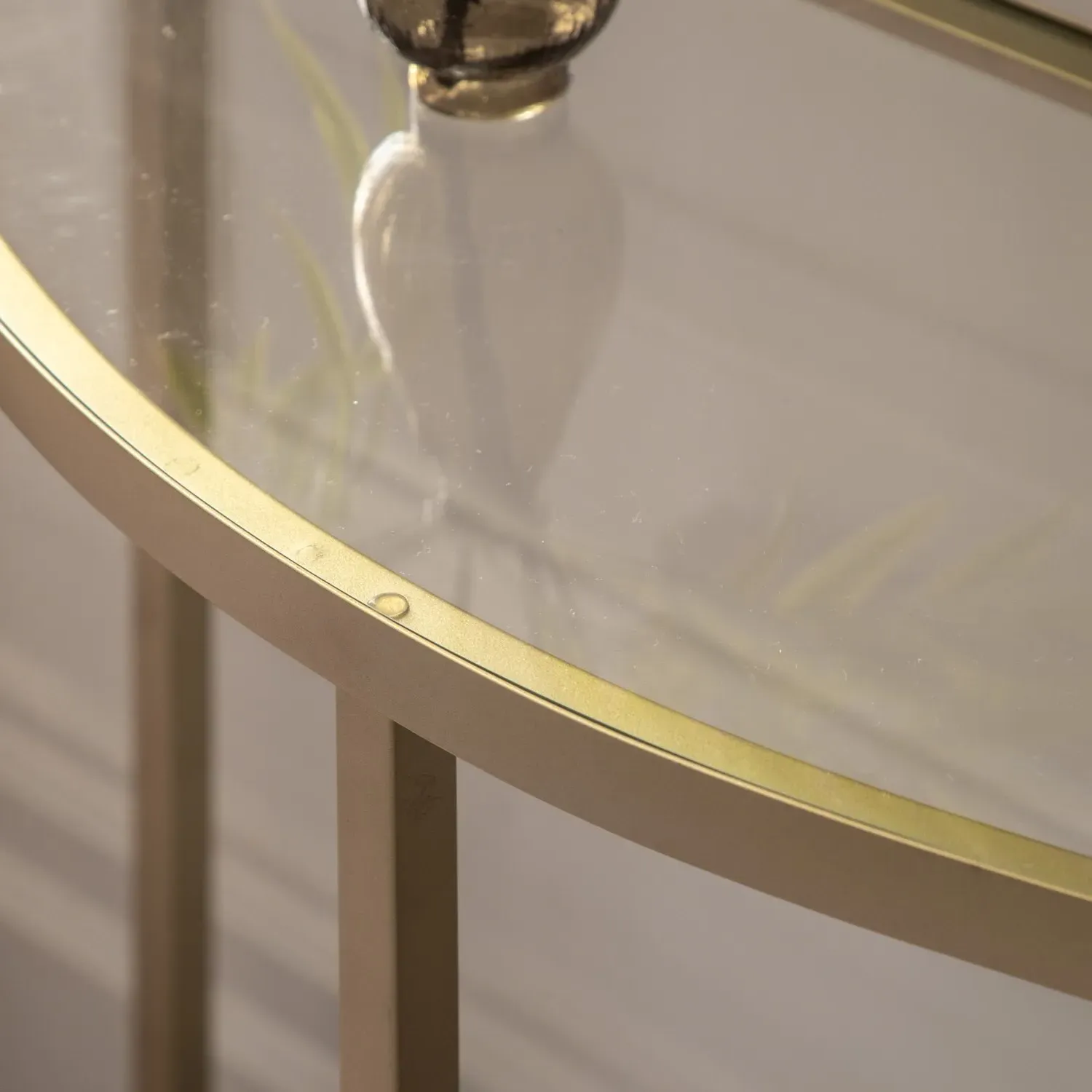 Small Console Table with Shelf - Gold, Glass