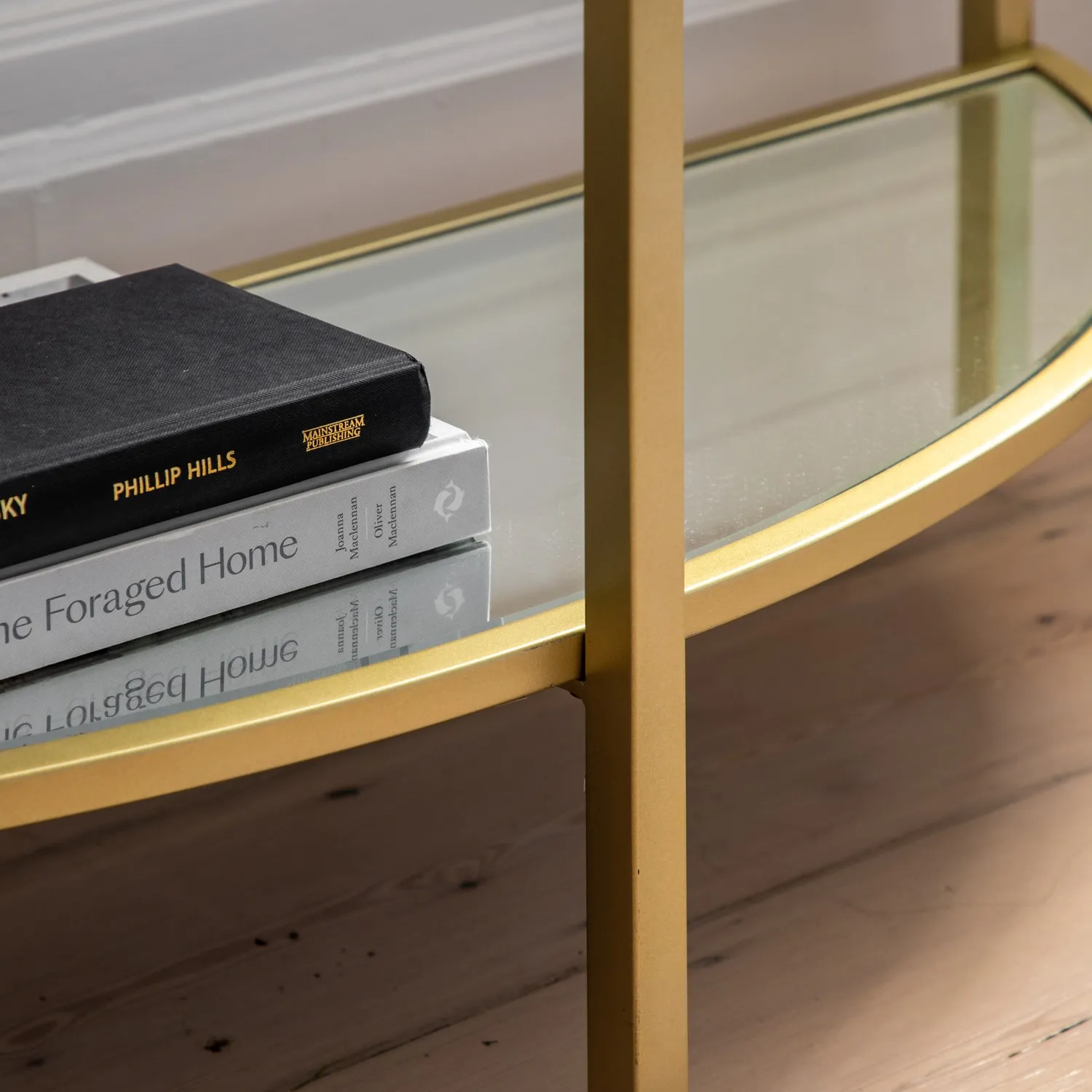 Small Console Table with Shelf - Gold, Glass