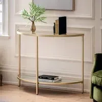 Small Console Table with Shelf - Gold, Glass