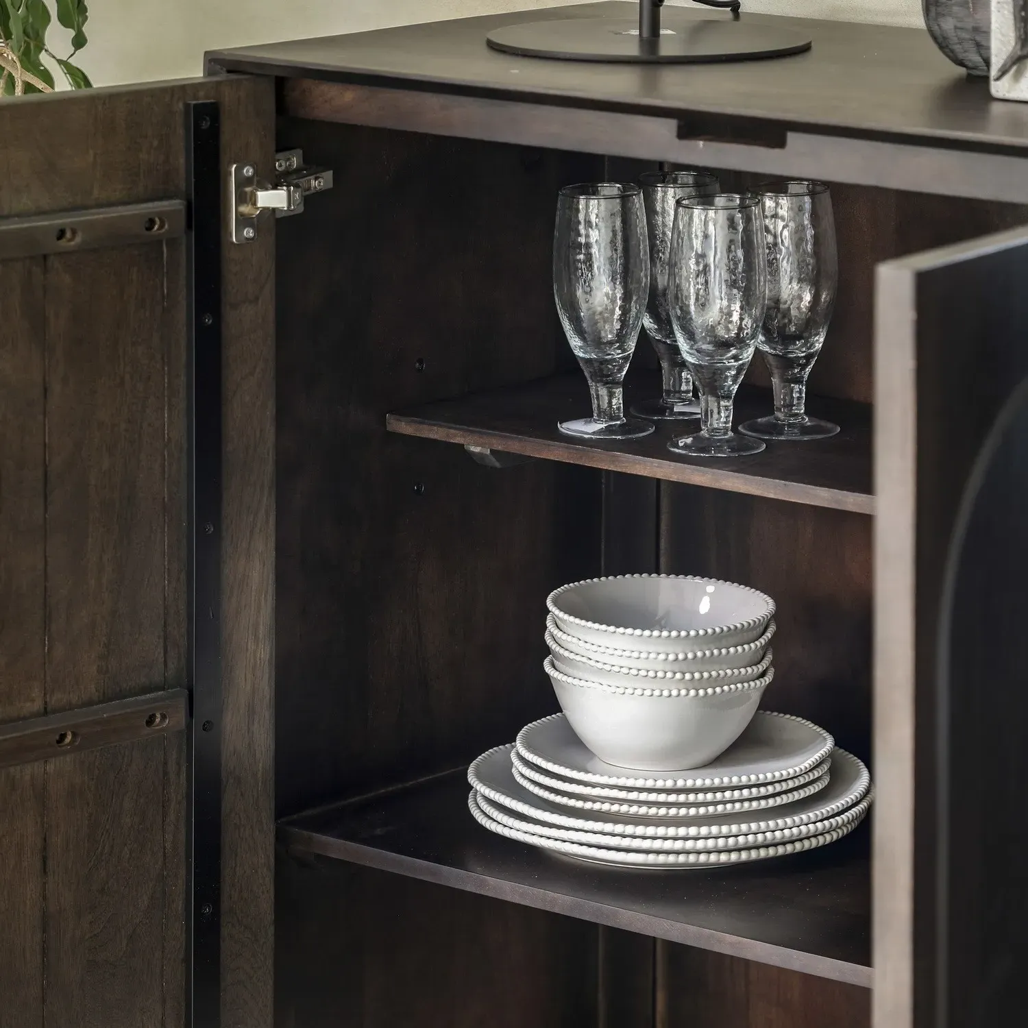 Small Shoe Cabinet with Arch Design - Brown, Mango