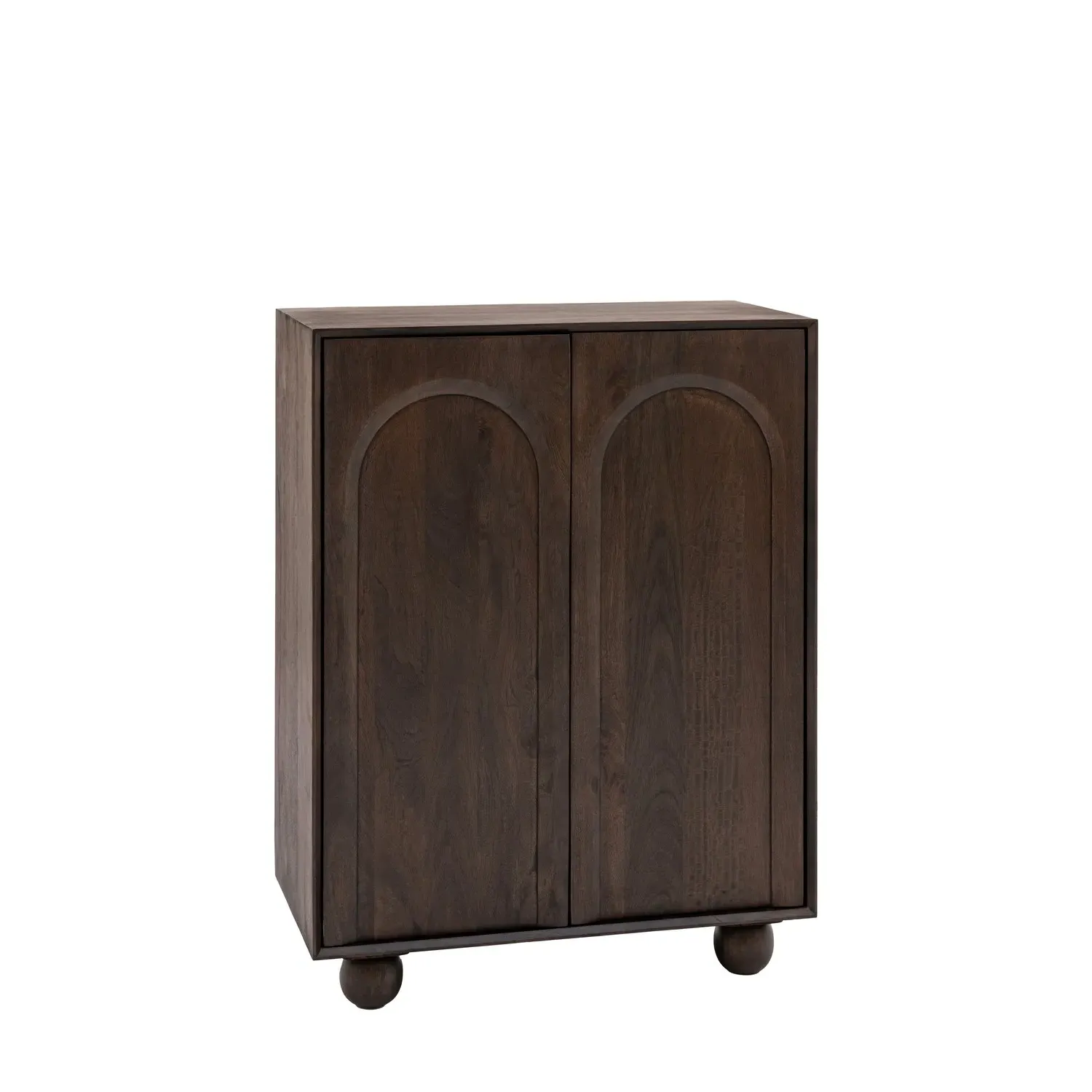 Small Shoe Cabinet with Arch Design - Brown, Mango