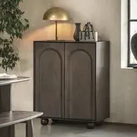 Small Shoe Cabinet with Arch Design - Brown, Mango