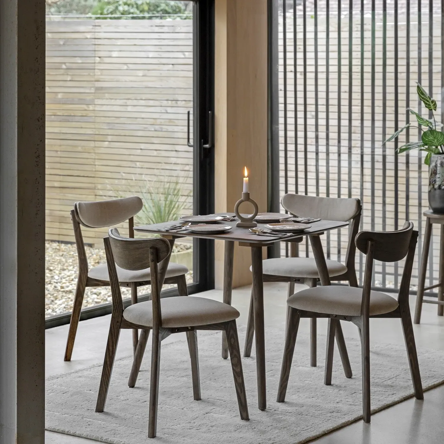 Small Square Dining Table - Brown, Oak Veneer