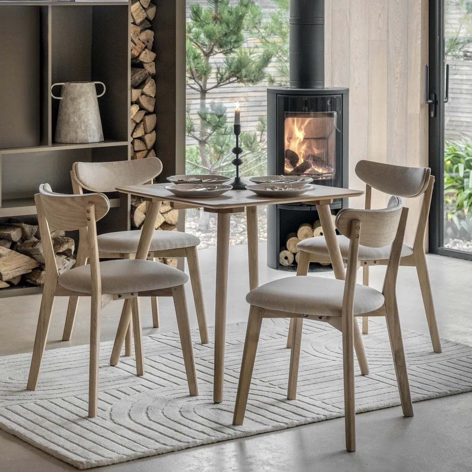 Small Square Dining Table - Brown, Oak Veneer