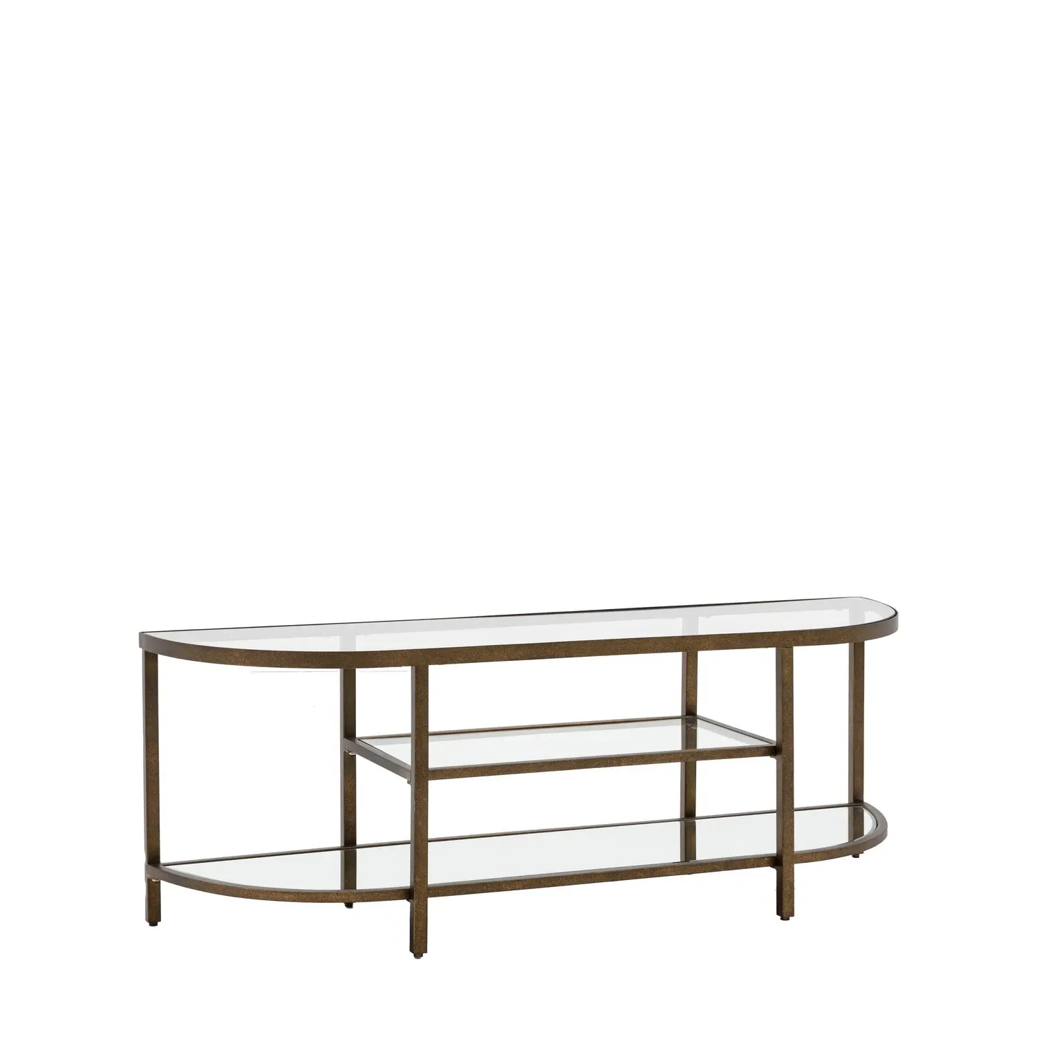 Small TV Stand with Shelves - Bronze, Glass