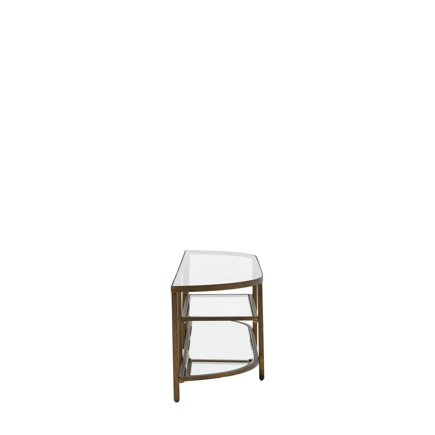 Small TV Stand with Shelves - Bronze, Glass