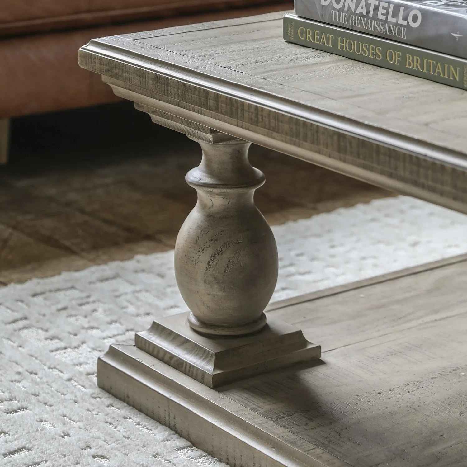 Square Coffee Table with Storage - Brown, Pine
