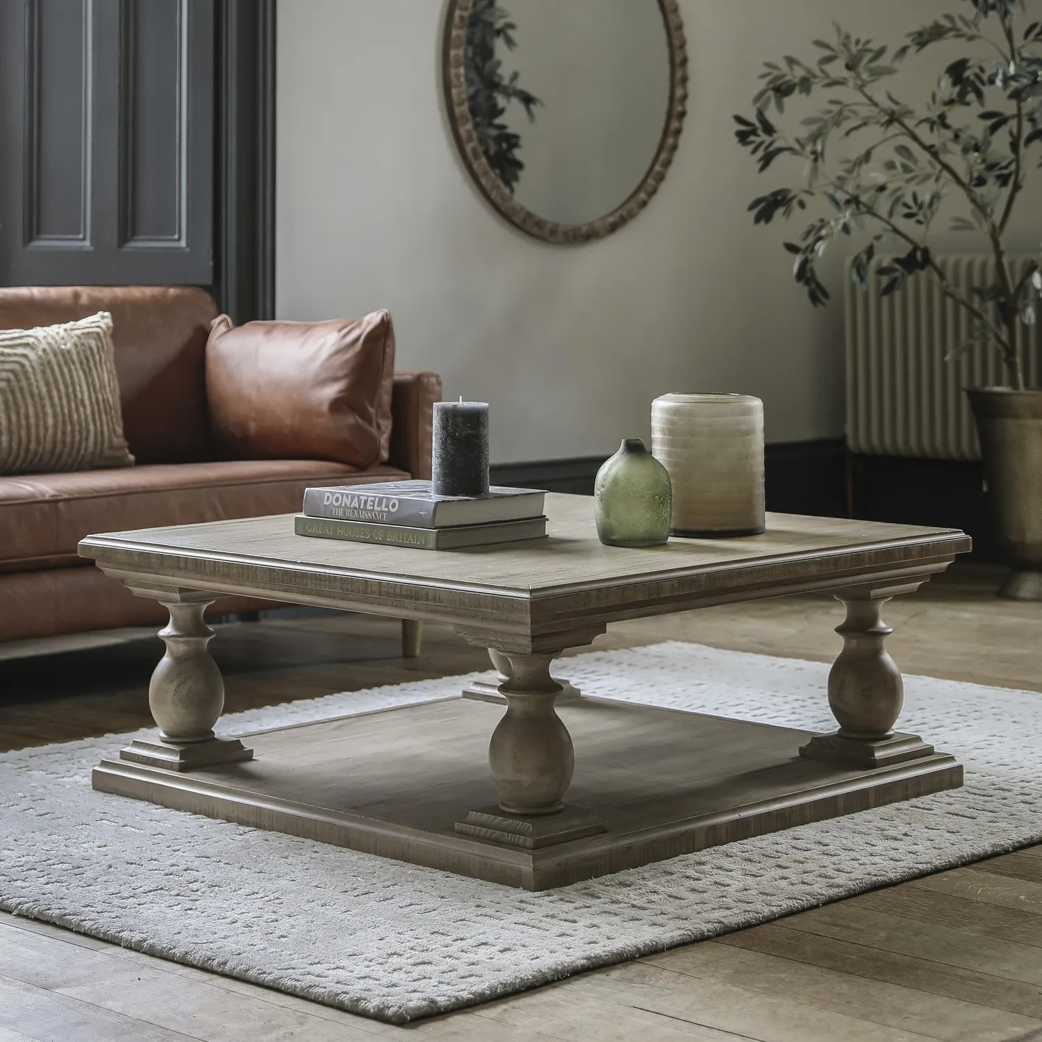 Square Coffee Table with Storage - Brown, Pine image