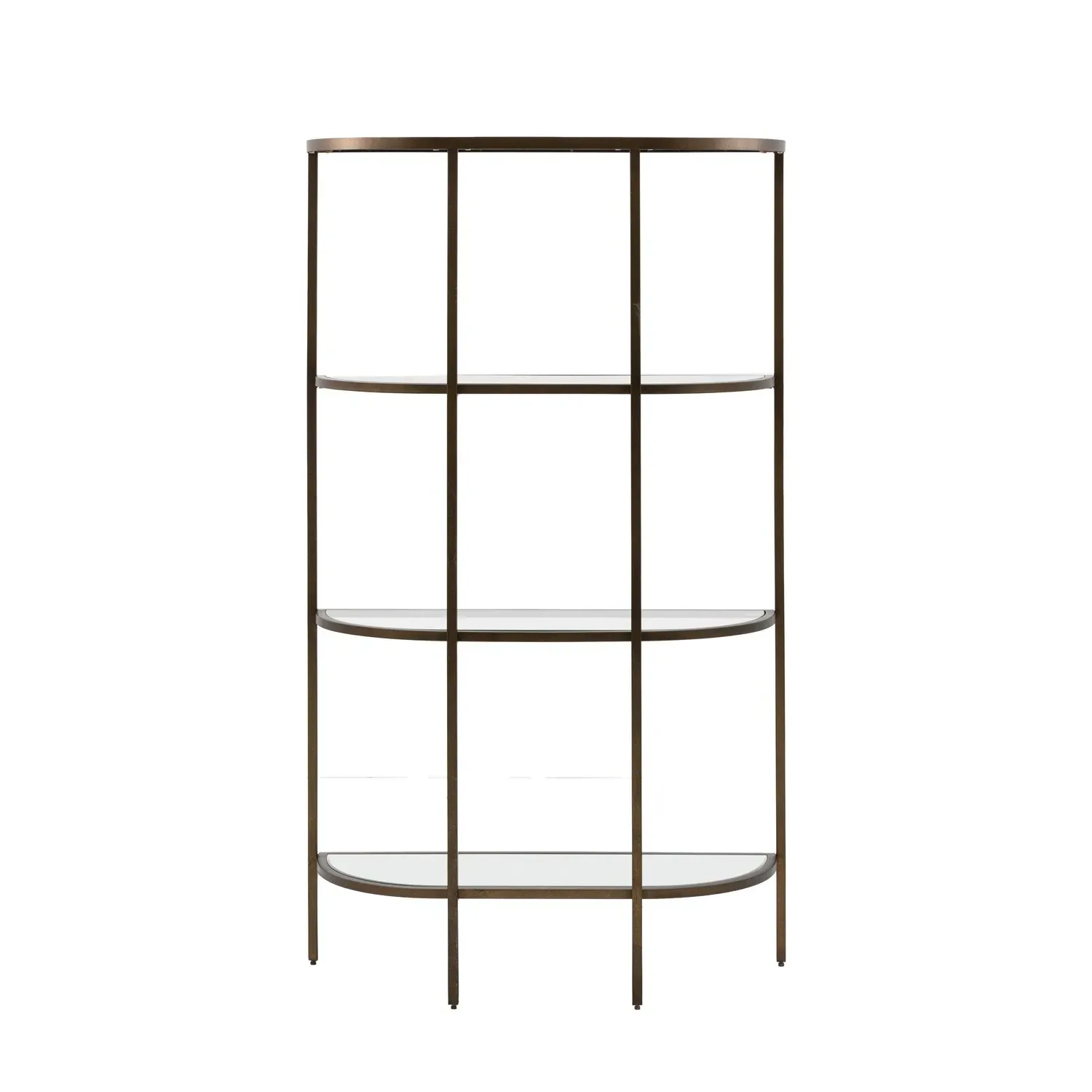 Tall Open Bookcase with Mirror Shelf - Bronze