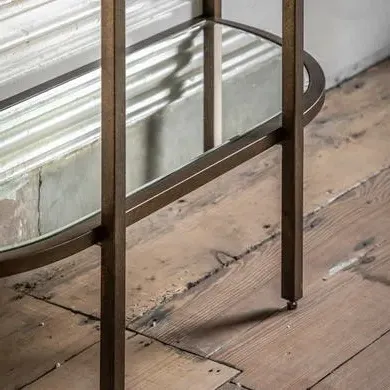 Tall Open Bookcase with Mirror Shelf - Bronze