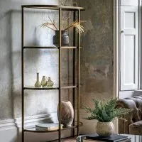 Tall Open Bookcase with Mirror Shelf - Bronze