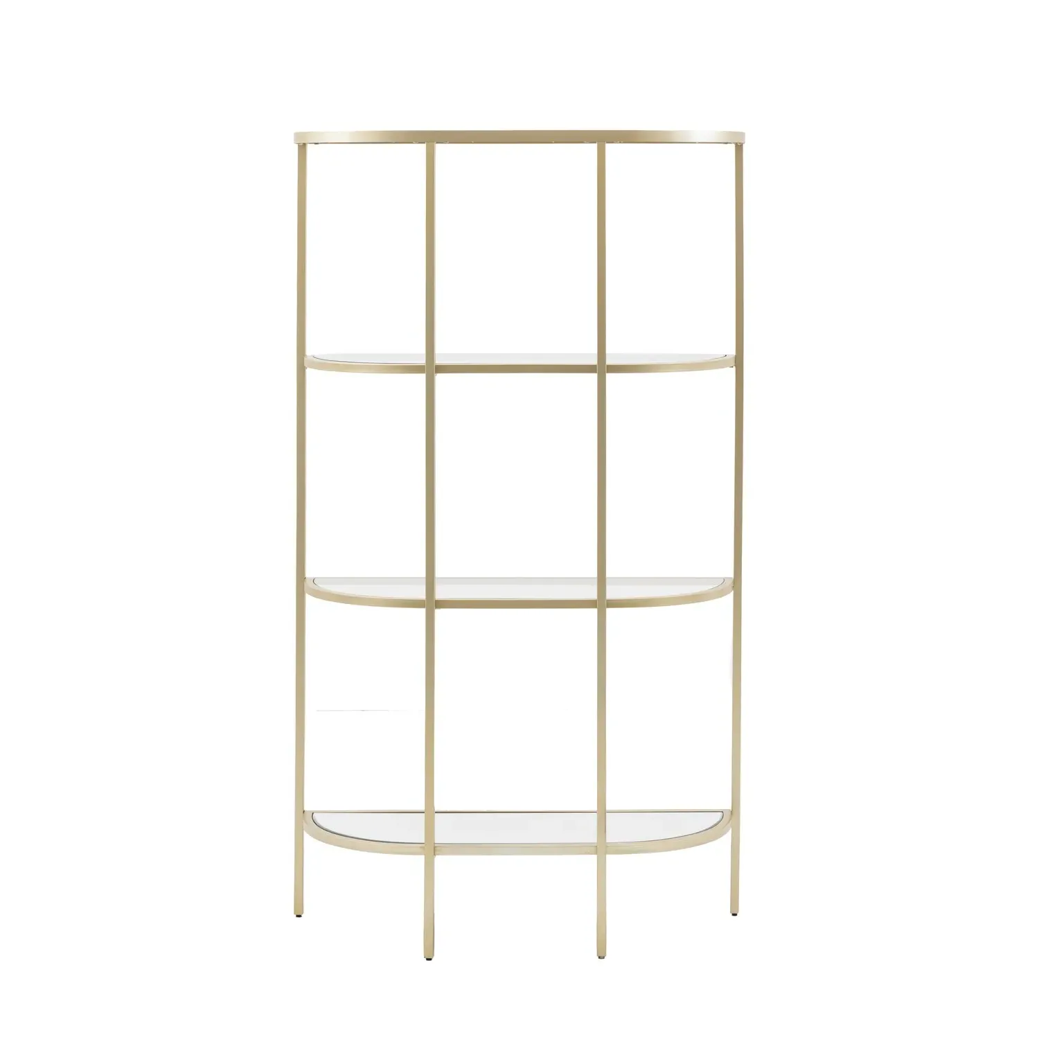 Tall Open Bookcase with Mirror Shelf - Gold, Glass