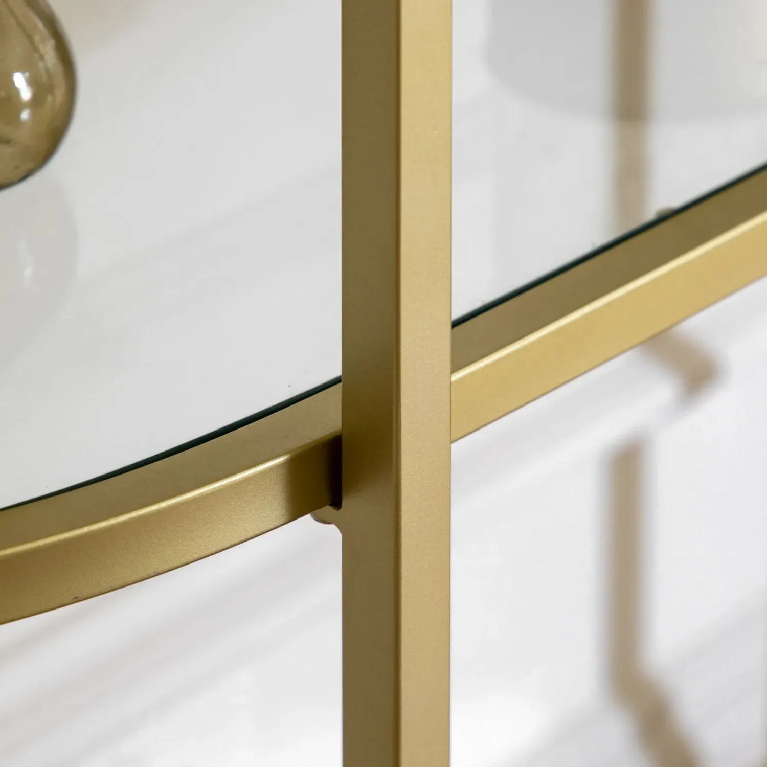Tall Open Bookcase with Mirror Shelf - Gold, Glass
