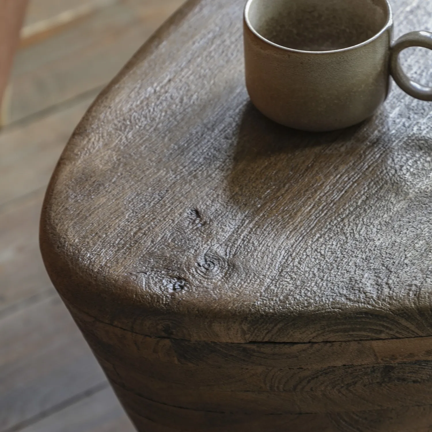 Triangular Side Table - Brown, Mango Wood