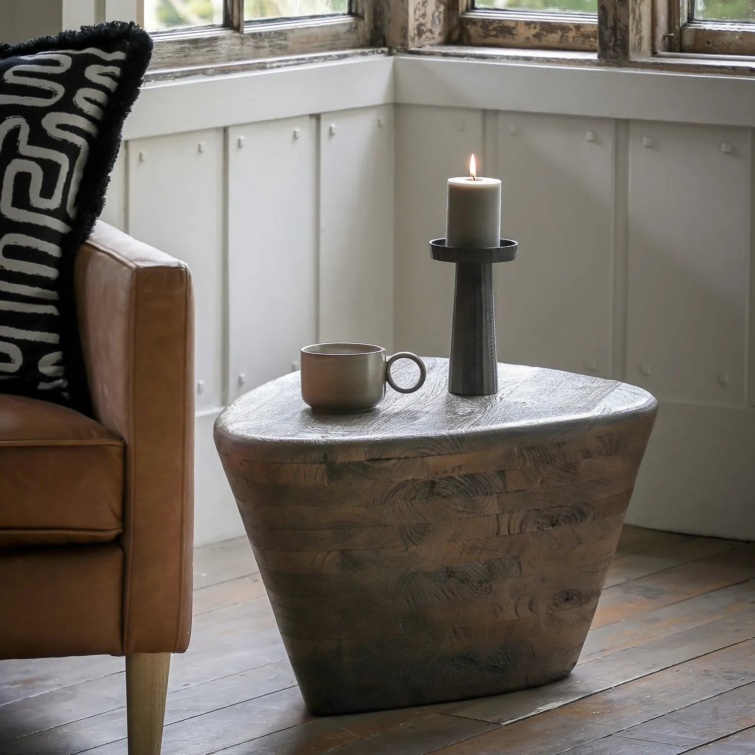 Triangular Side Table - Brown, Mango Wood image