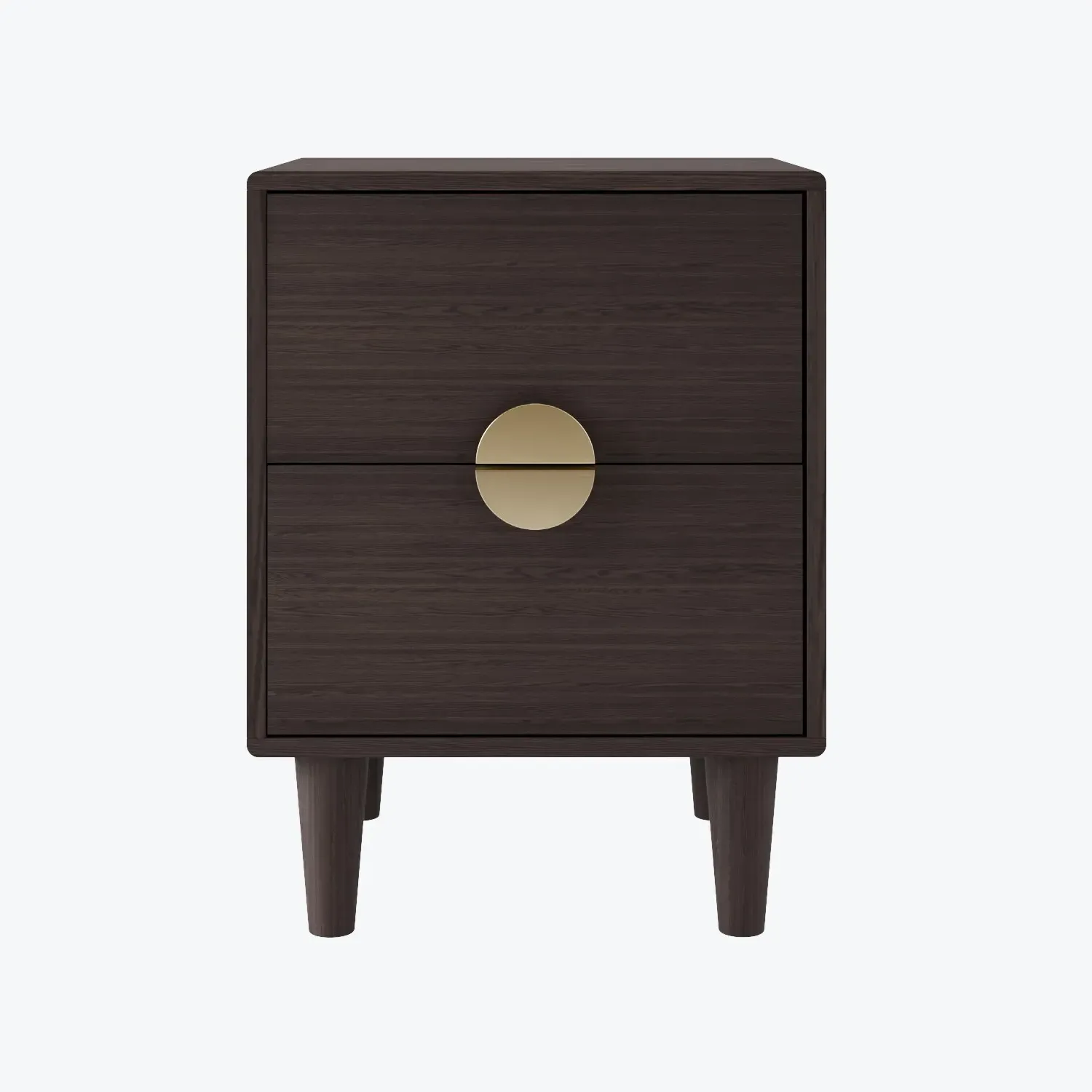 2-Drawer Bedside Table with Gold Handles - Wood