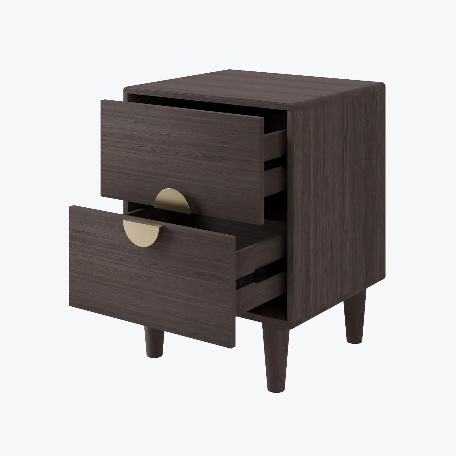 2-Drawer Bedside Table with Gold Handles - Wood
