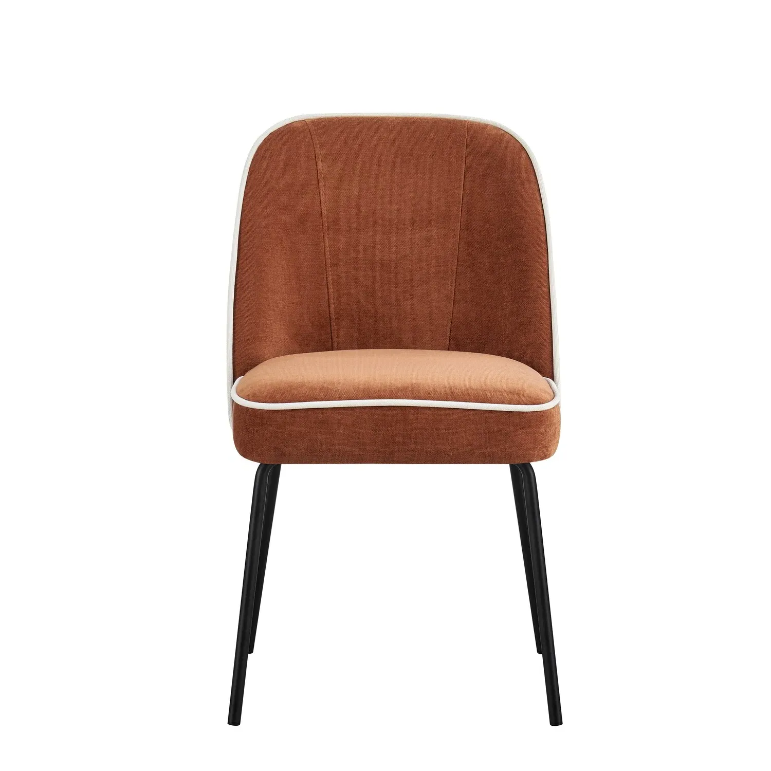 Set of 2 Curved Dining Chairs - Orange, Chenille