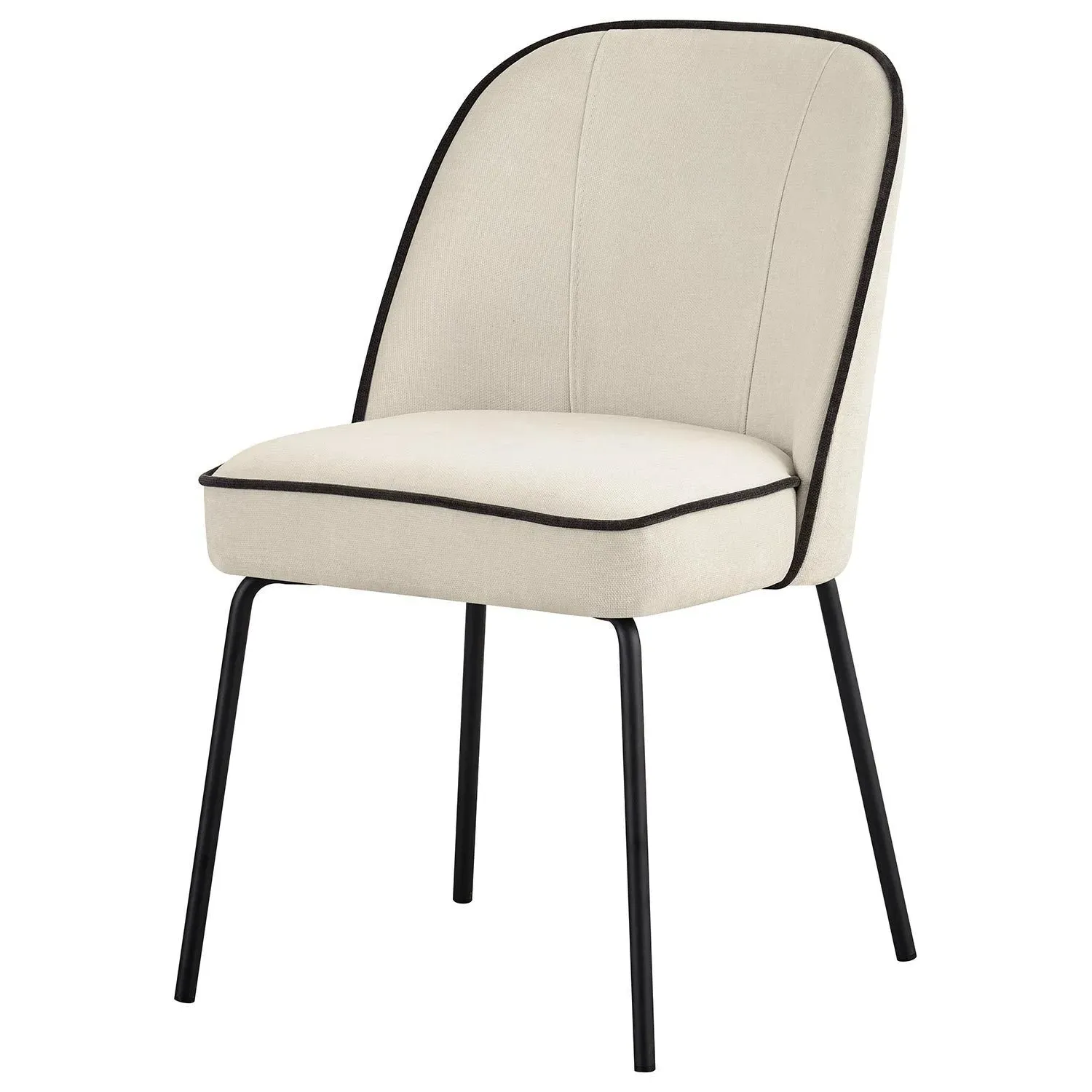 Set of 4 Curved Dining Chairs - Cream, Chenille