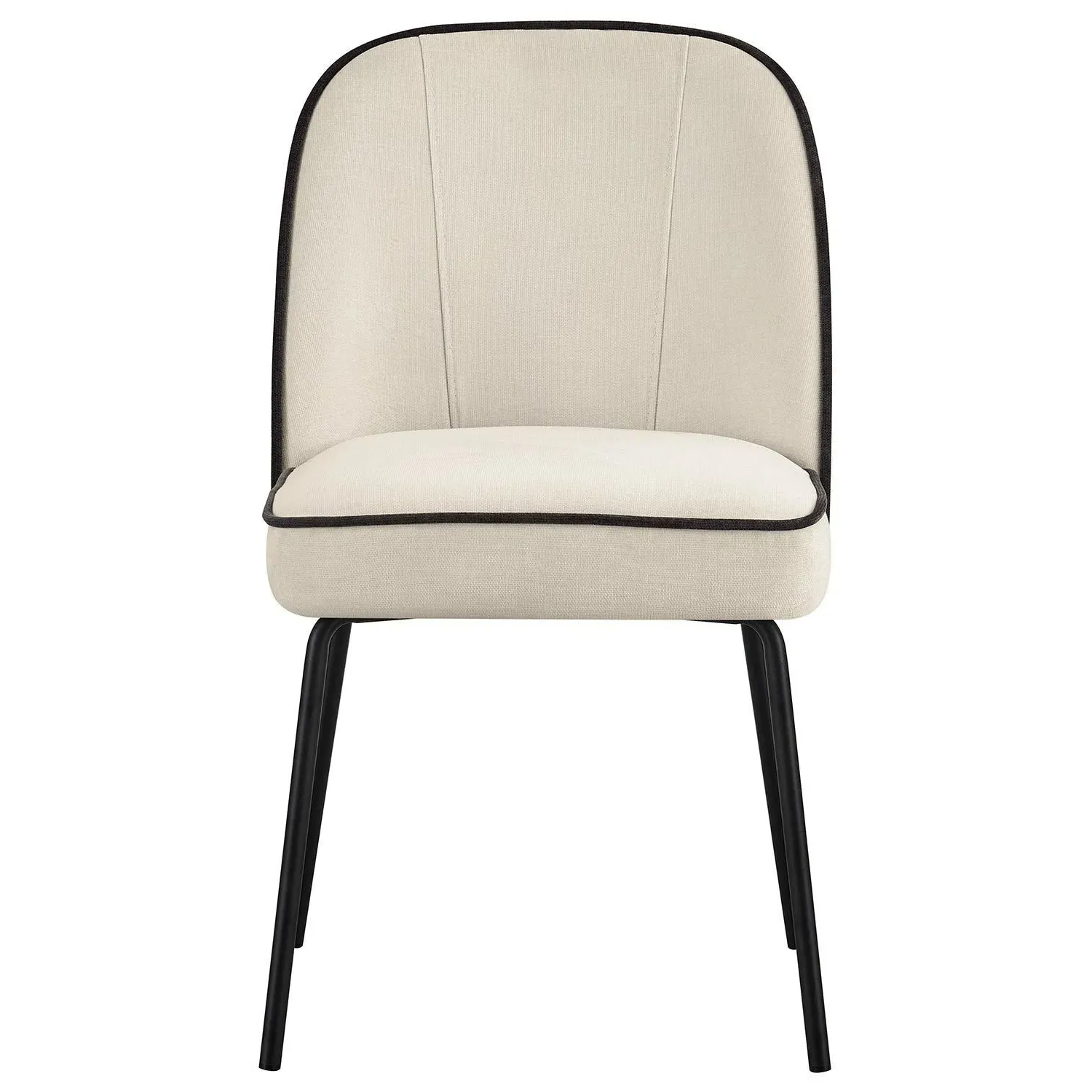 Set of 4 Curved Dining Chairs - Cream, Chenille