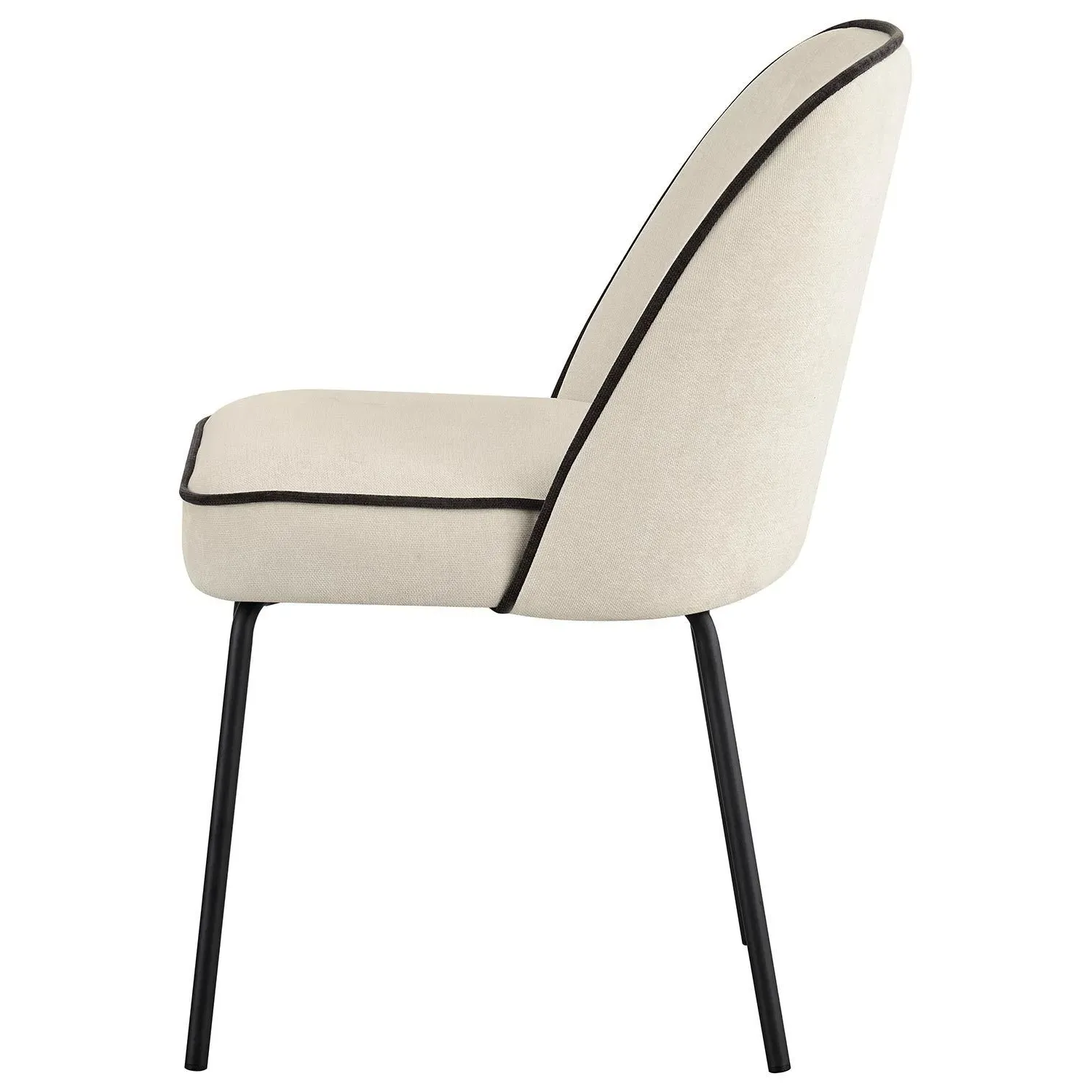 Set of 4 Curved Dining Chairs - Cream, Chenille