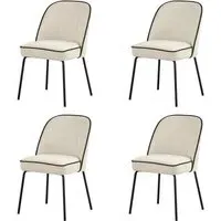 Set of 4 Curved Dining Chairs - Cream, Chenille