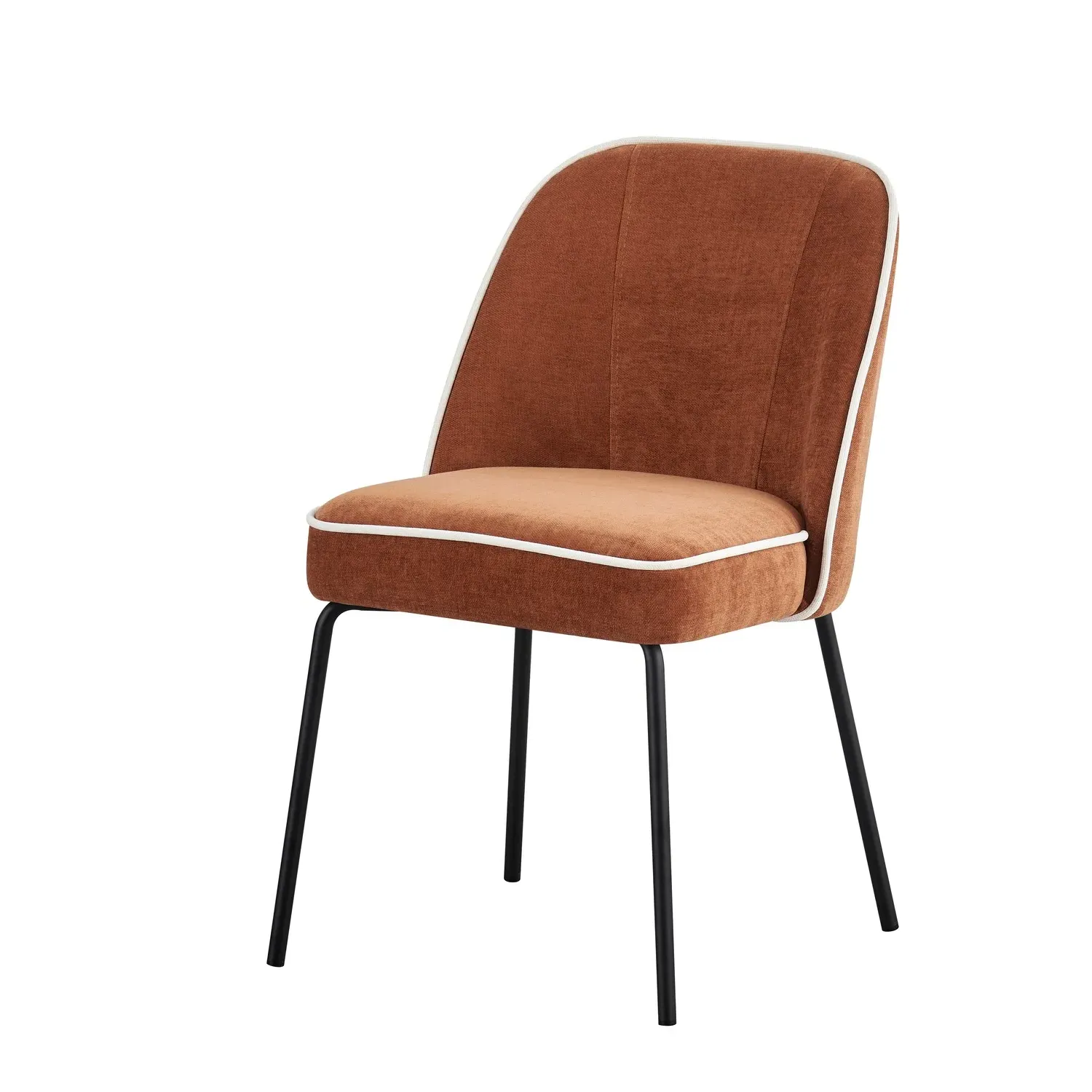 Set of 4 Curved Dining Chairs - Orange, Chenille