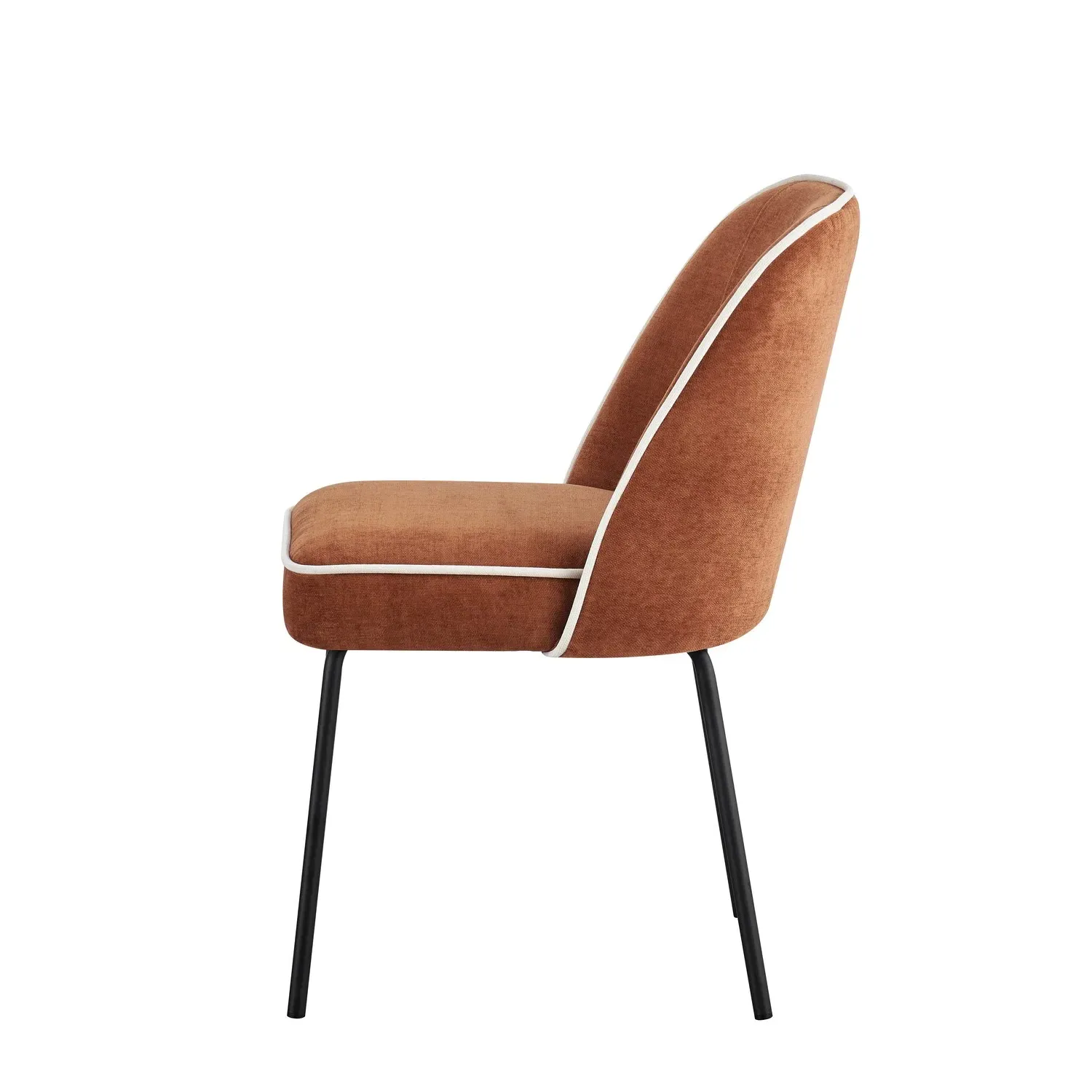 Set of 4 Curved Dining Chairs - Orange, Chenille