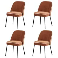 Set of 4 Curved Dining Chairs - Orange, Chenille