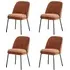 Set of 4 Curved Dining Chairs - Orange, Chenille