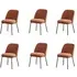 Set of 6 Curved Dining Chairs - Orange, Chenille