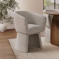 Curved Tub Swivel Chair - Cream, Chenille