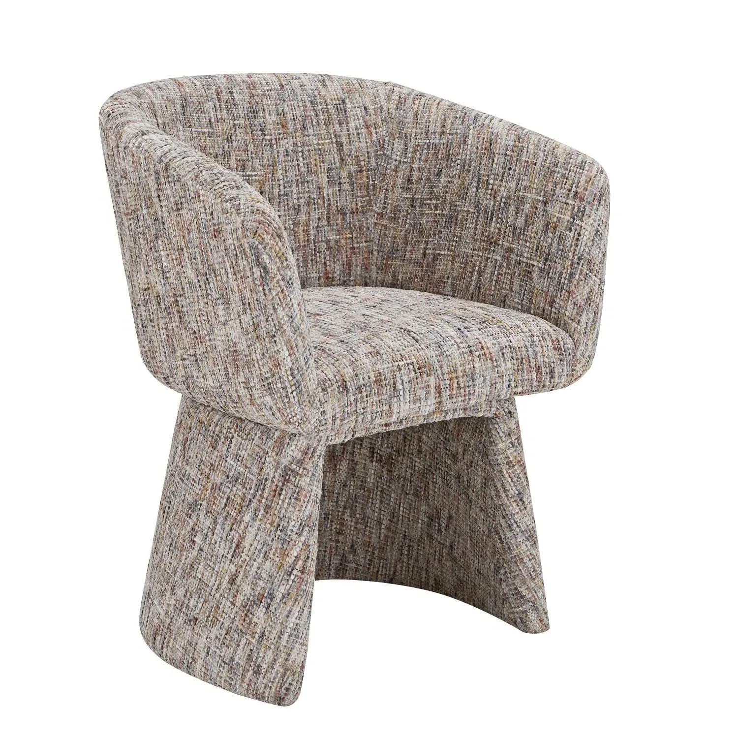 Curved Tub Swivel Chair - Multi Coloured, Chenille