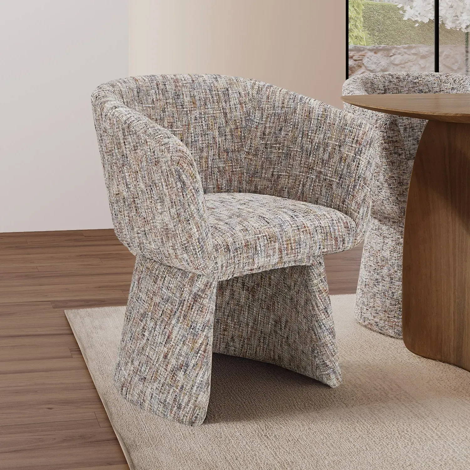 Curved Tub Swivel Chair - Multi Coloured, Chenille image