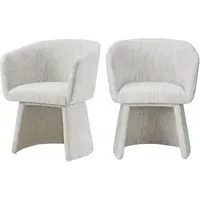 Set of 2 Tub Swivel Dining Chairs - Cream, Chenille