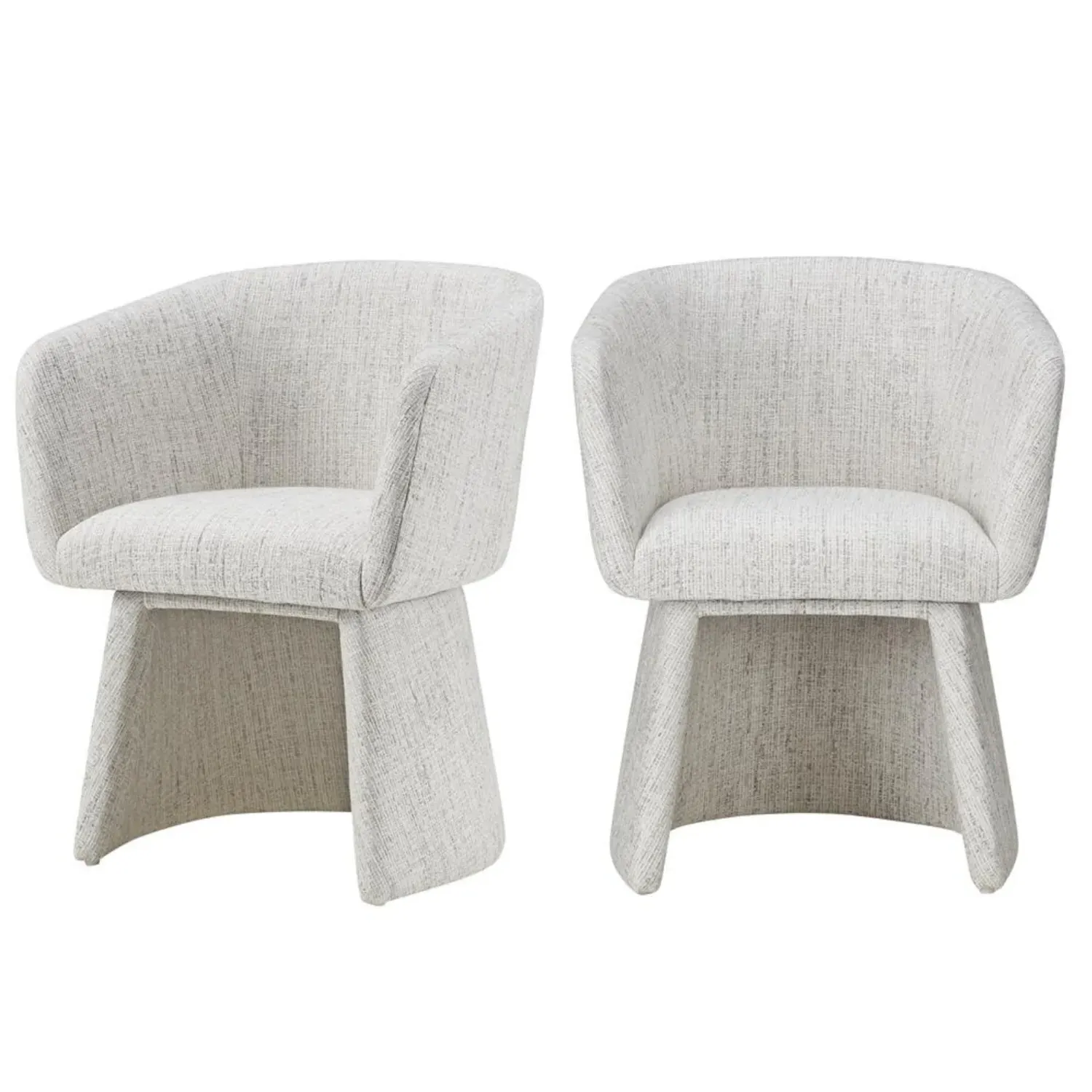Set of 2 Tub Swivel Dining Chairs - Cream, Chenille