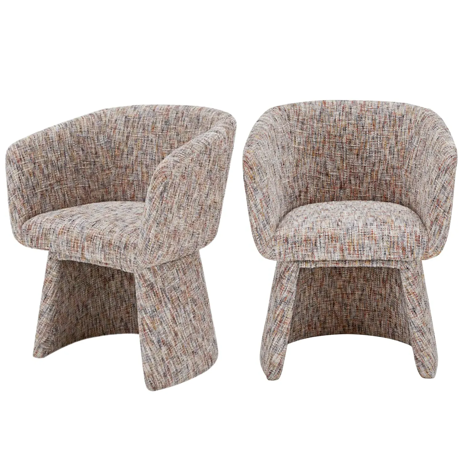 Set of 2 Tub Swivel Dining Chairs - Multi, Chenille image